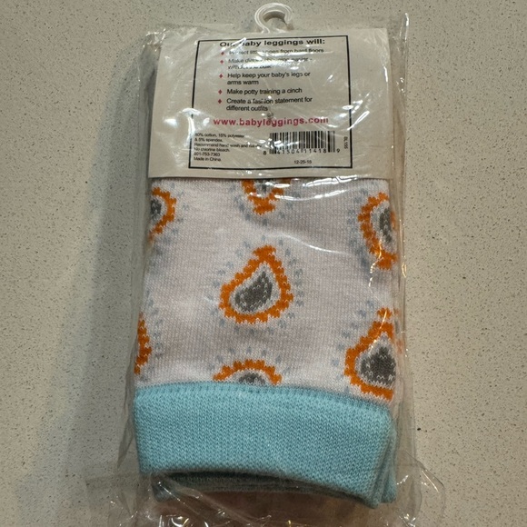 Baby Leggings Unopened White and Orange - Picture 3 of 4